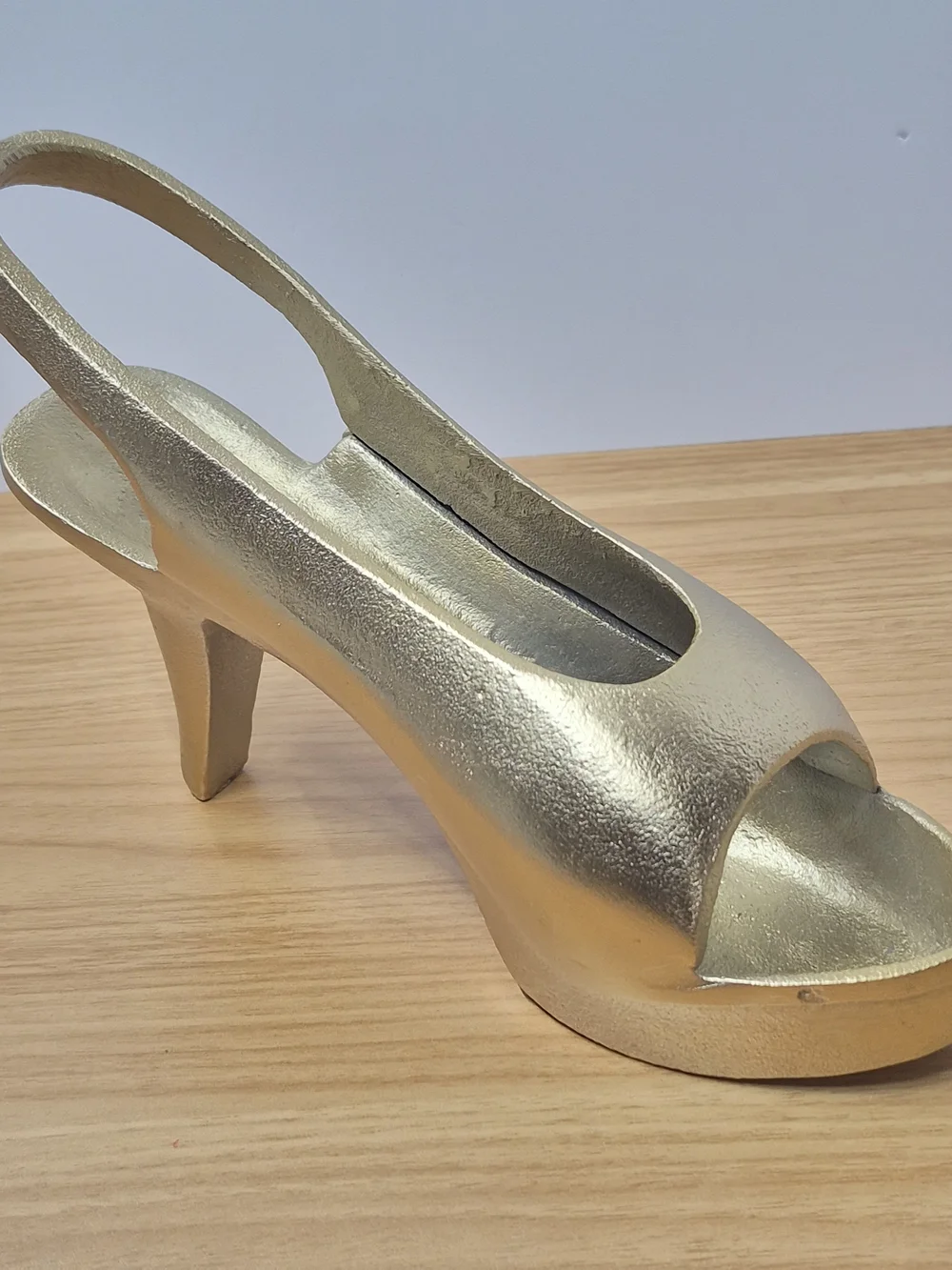 Gold Tone Cast Metal High Heel Paper Weight Decor